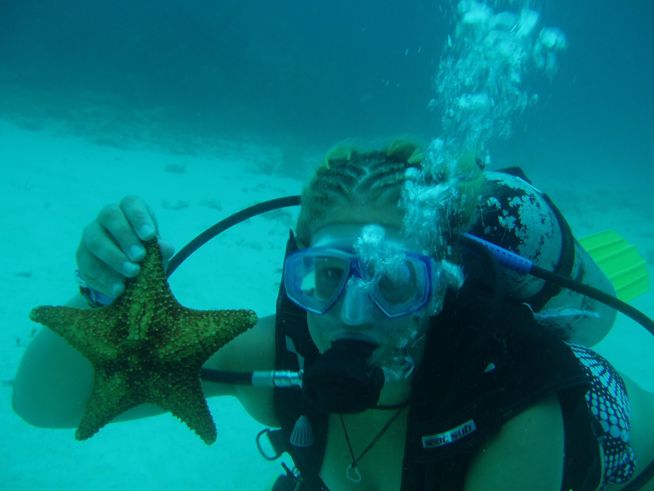 Scuba dive mexico with a starfish