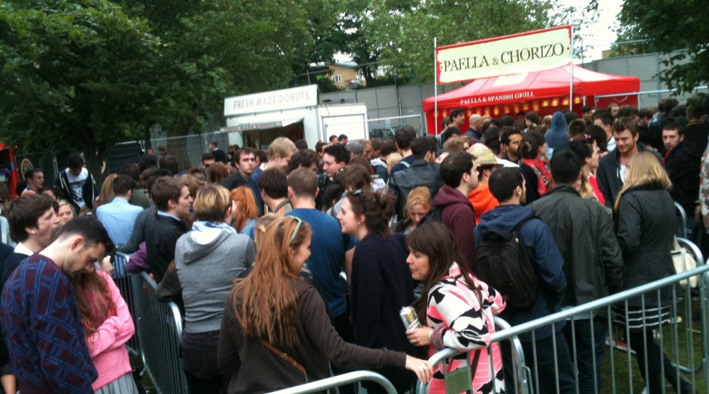 Queues for the cash point at Field Day Field Day in London