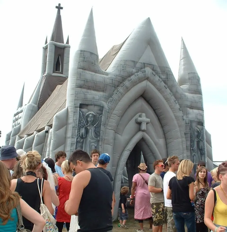 Getting married in the church at Bestival