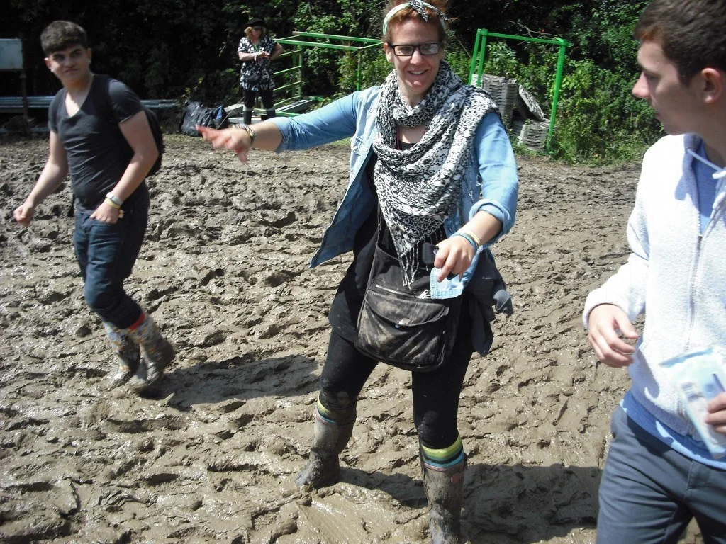 The famous Glastonbury mud Crazy mud at Glastonbury