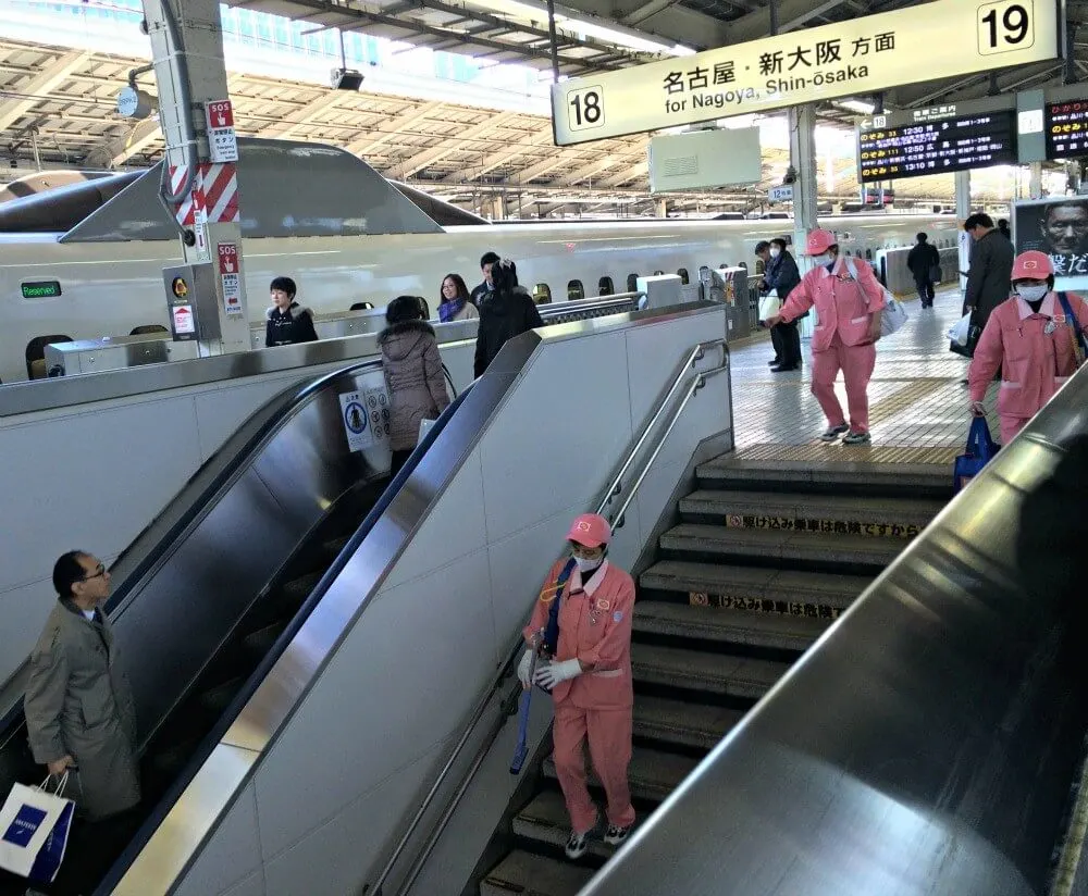 Clean staff for the trains in Crazy Japan