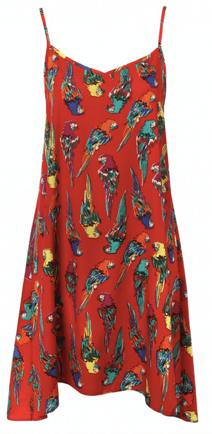 Strappy parrot print dress
