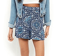 Blue Tile Print Shorts