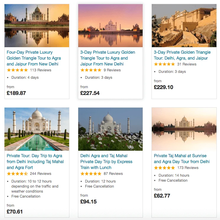 Tours to see the Taj Mahal