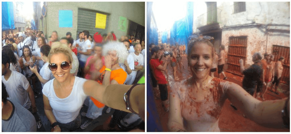 Before and after at Tomatina Festival