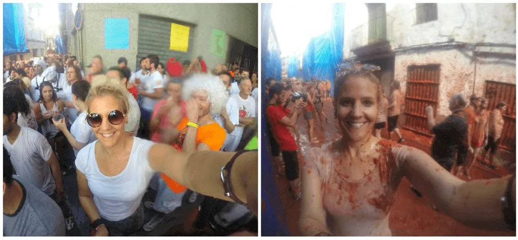Before and after at Tomatina Festival