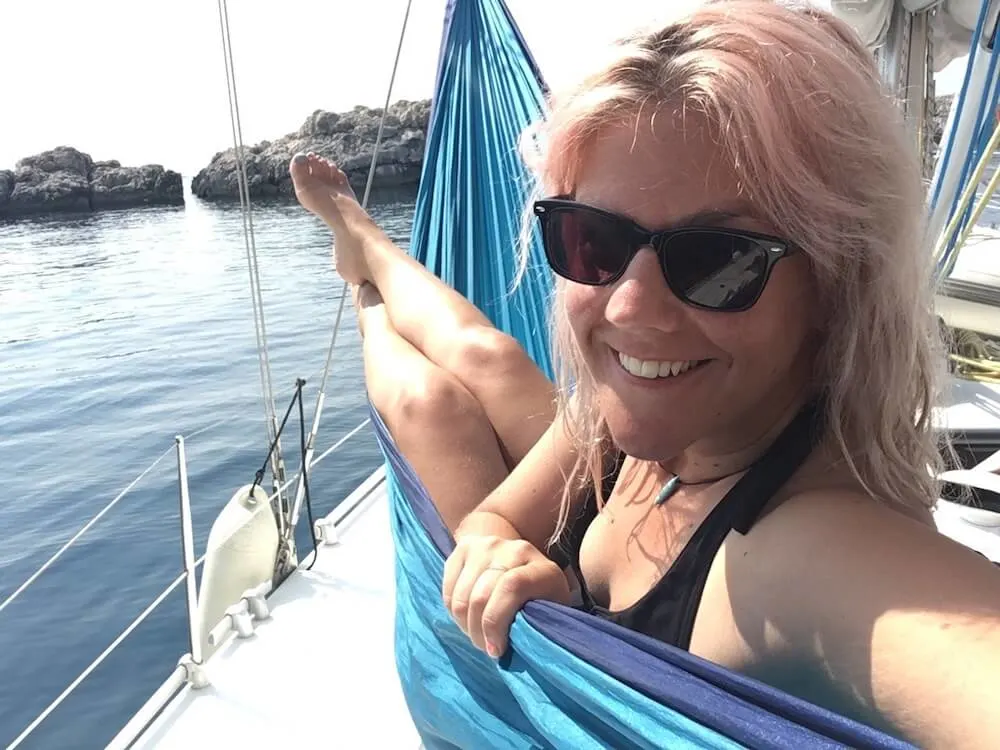 Me in a hammock on the boat