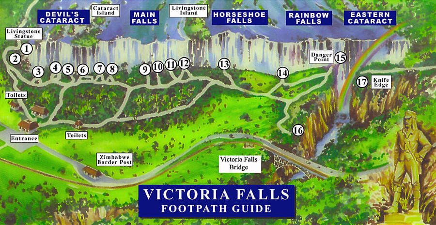 Victoria Falls Map in Zimbabwe