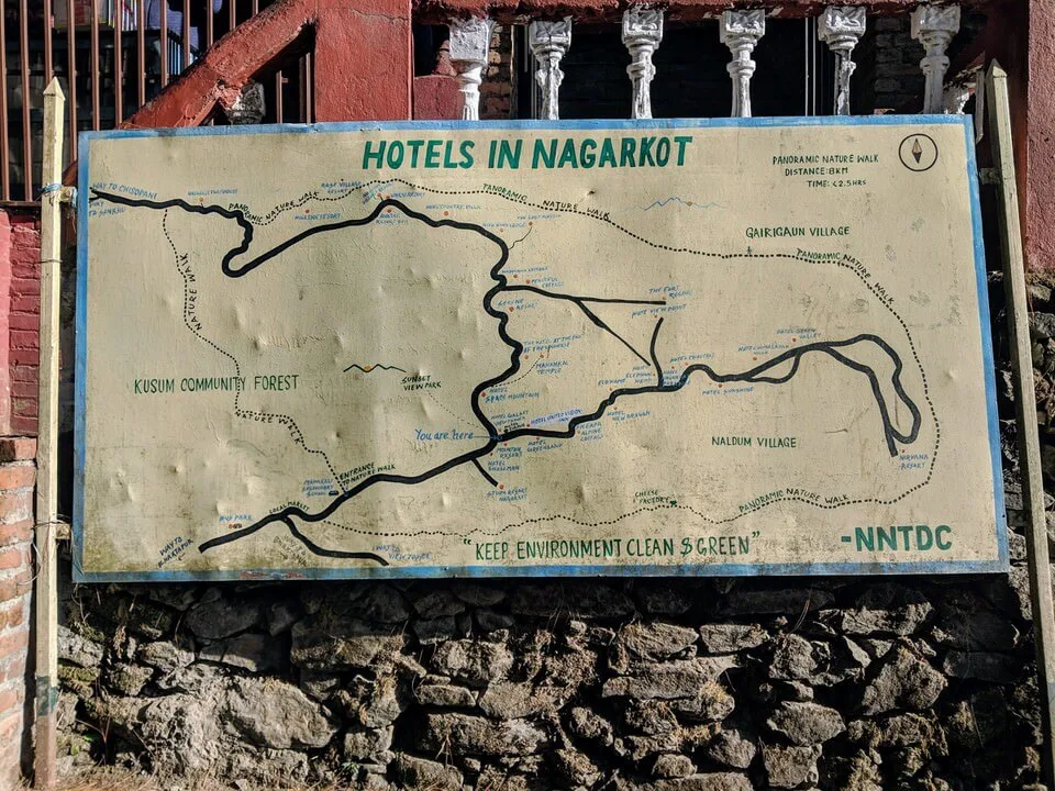 Map of the hotels in Nagarkot