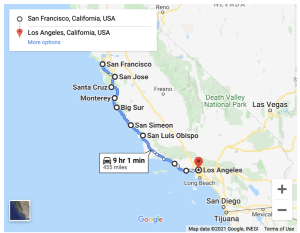 Driving from San Francisco to Los Angeles
