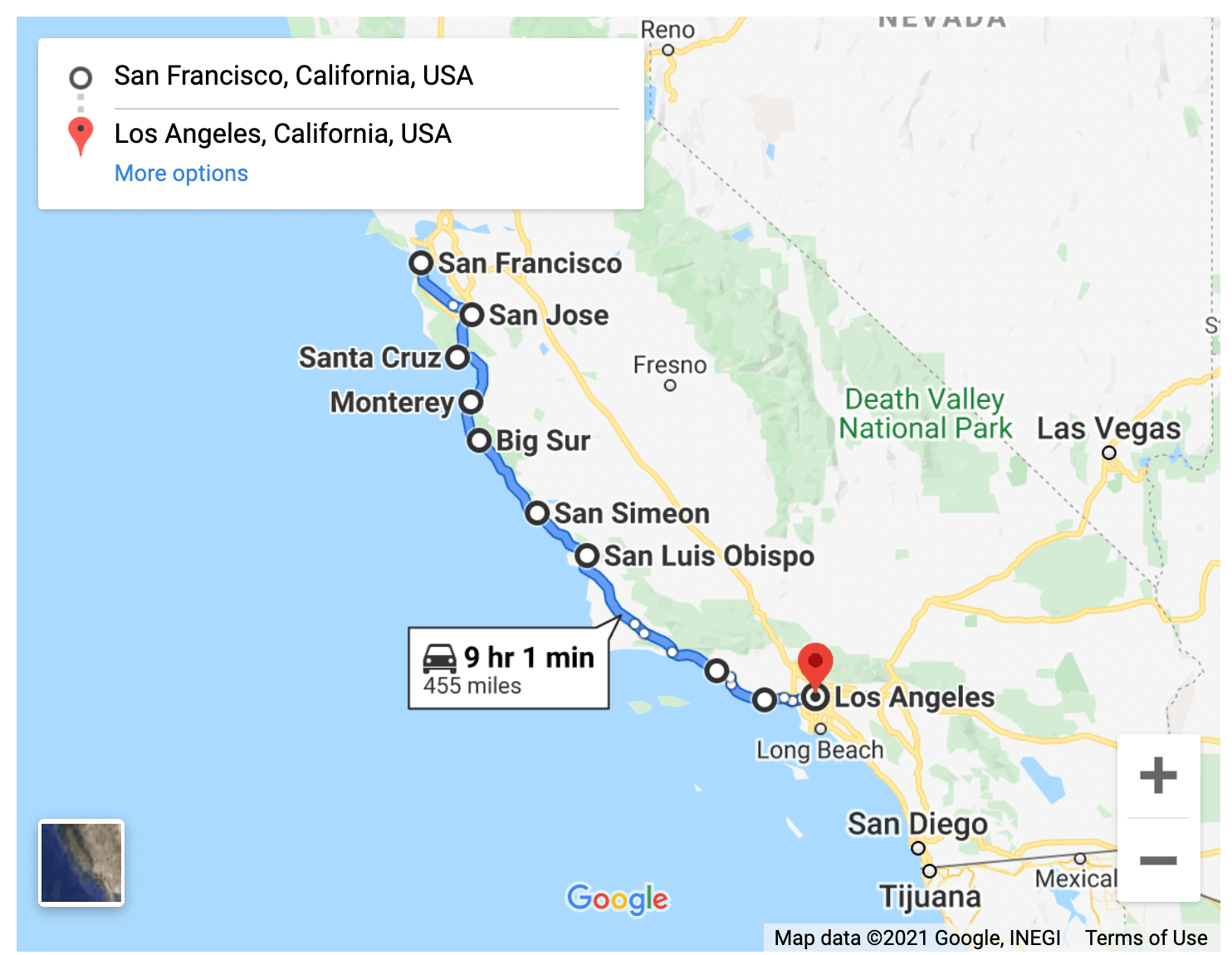 road trip itinerary from la to san francisco
