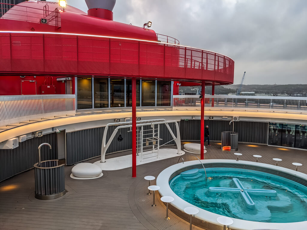 Outside on the Virgin Voyage