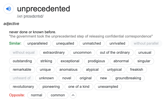 Unprecedented synonyms