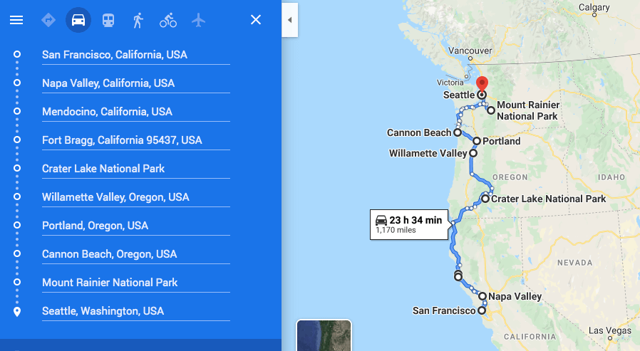 Seattle to San Francisco