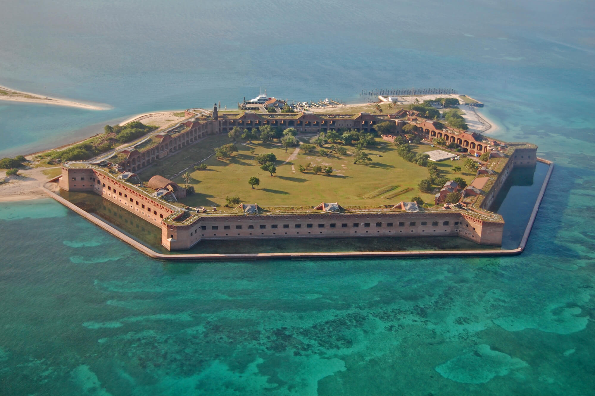Aerial view of Fort Jefferson in Dry Tortugas National Park, Florida