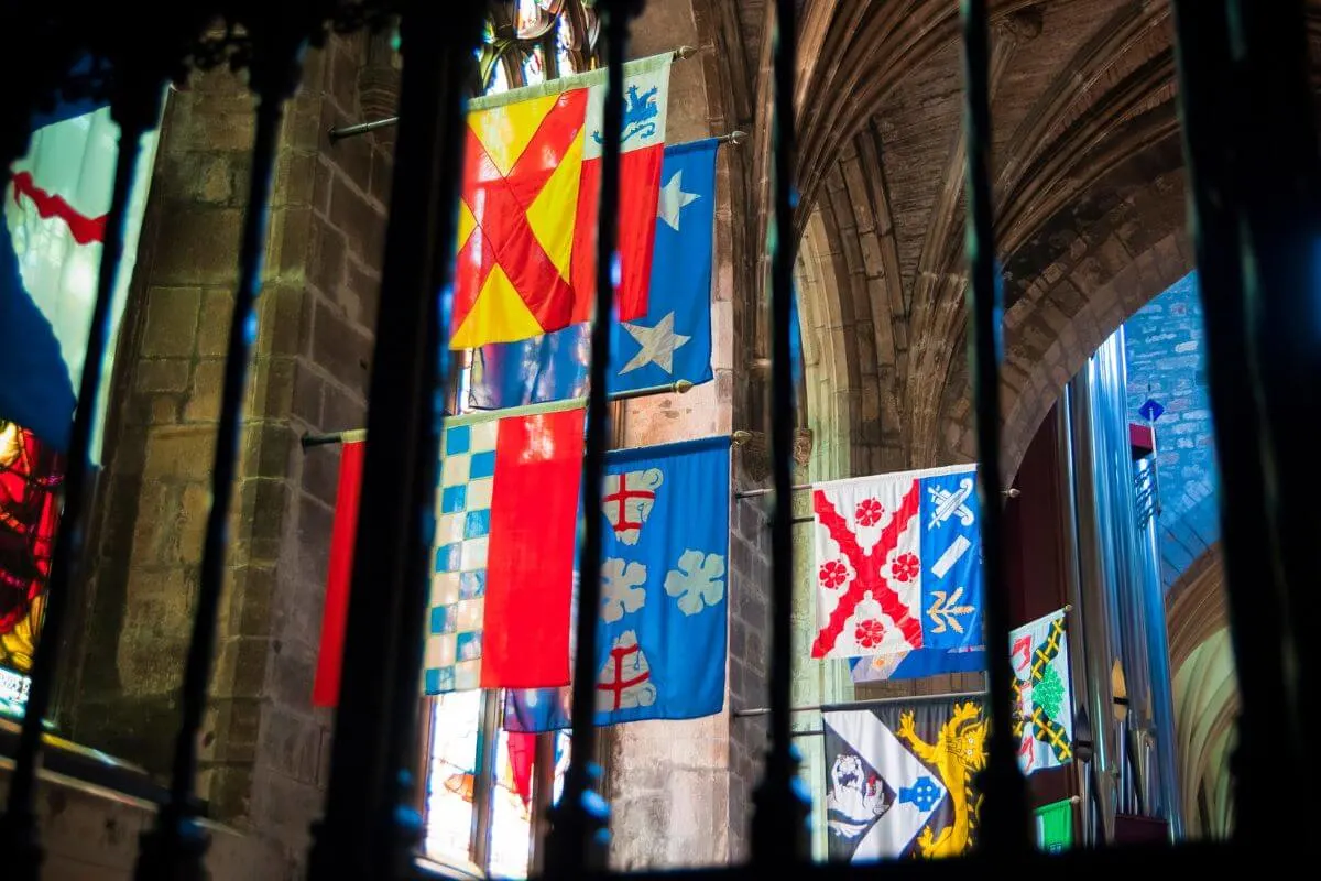 Flags and clan crests make great souvenirs from Scotland