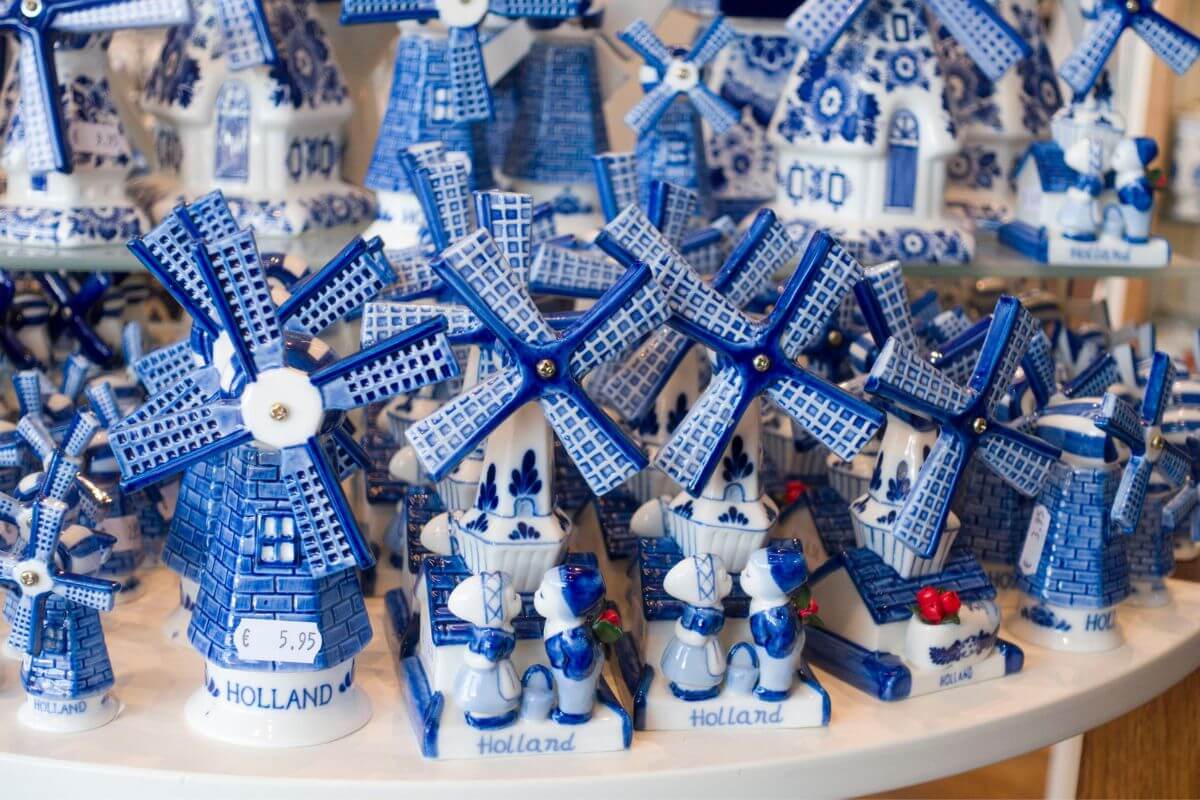 Delft Blue pottery souvenirs from Amsterdam