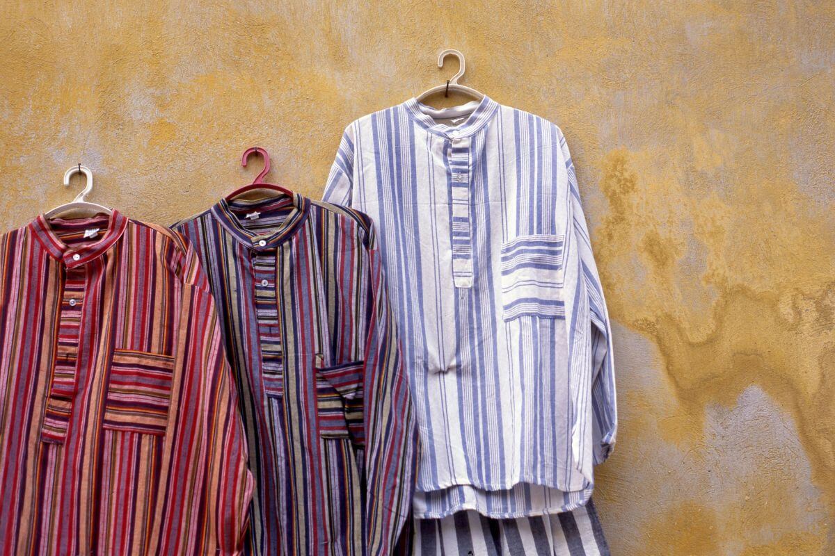 Traditional Greek shirts from a souvenir shop in Athens, Greece