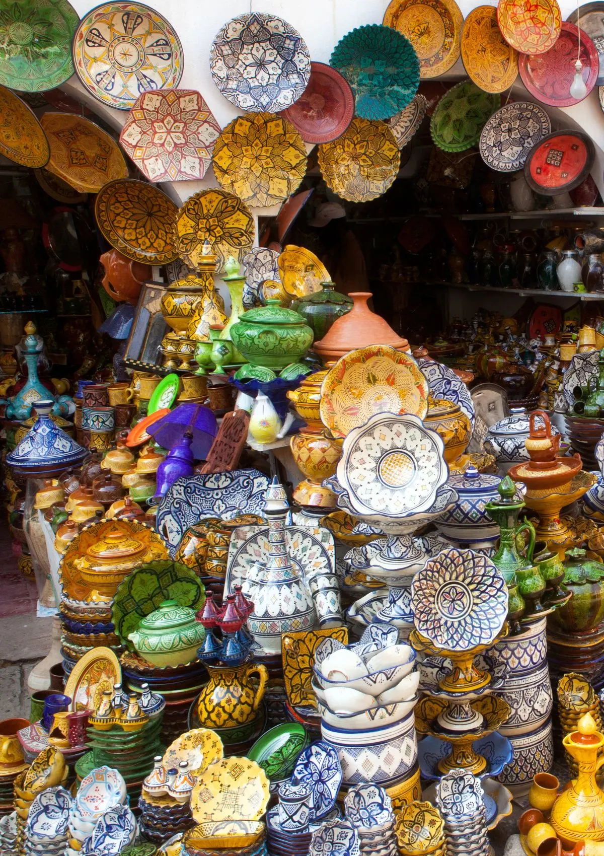 Colourful souvenirs in the form of traditional Moroccan pottery