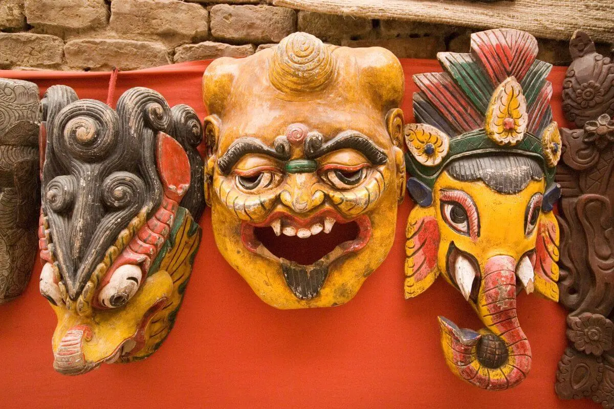 Nepal carved wooden mask souvenirs