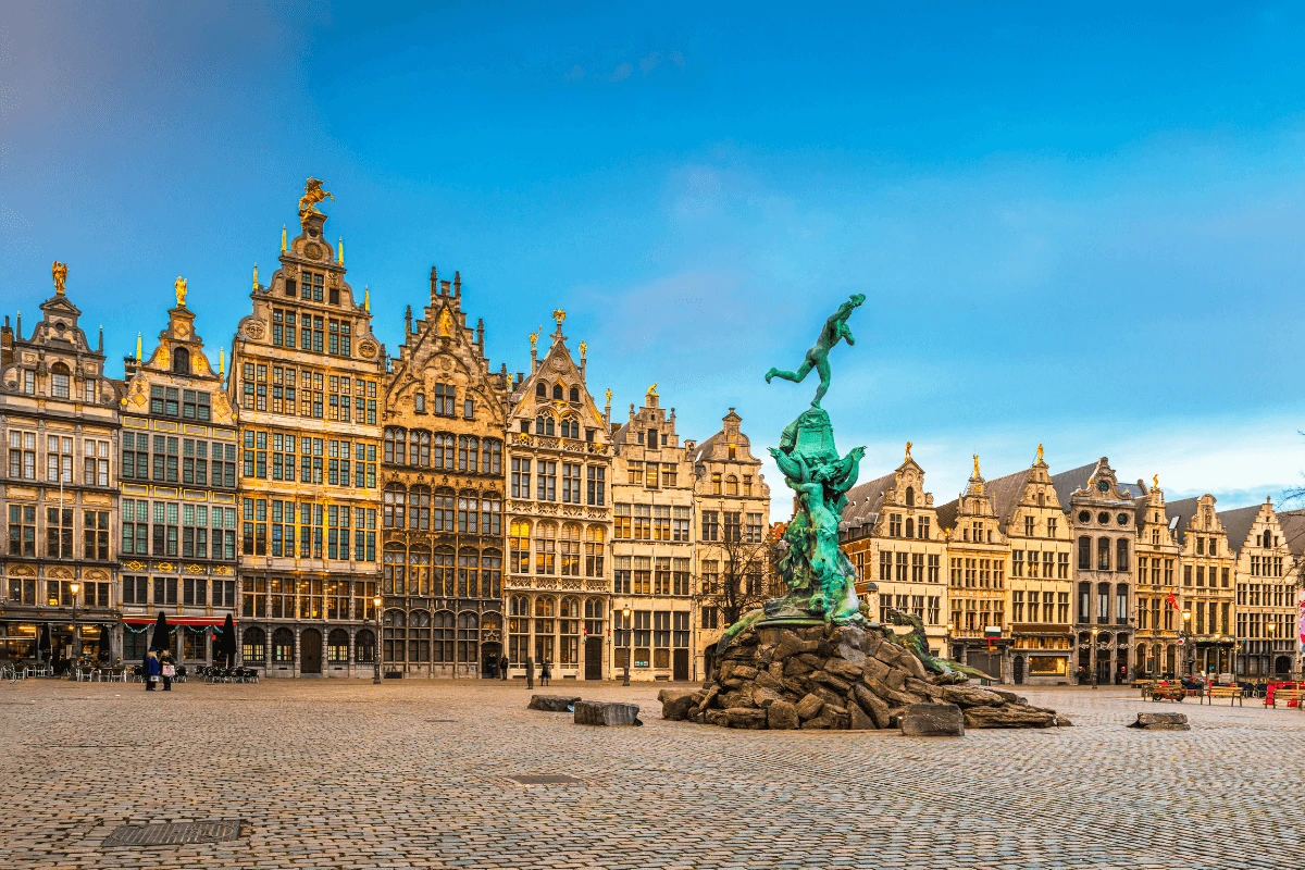 Antwerp, Belgium is easy to reach from the UK by train.