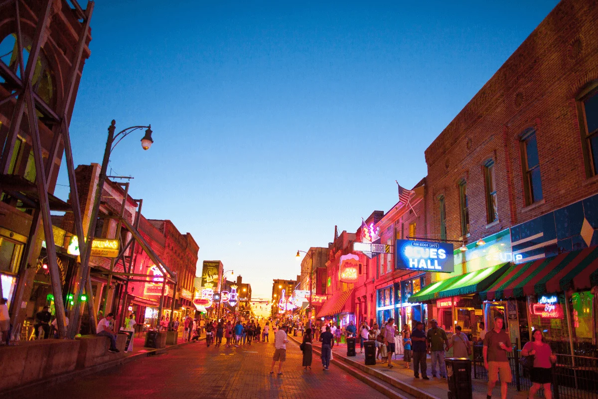 Beale Street is the final stop on the drive from Nashville to Memphis