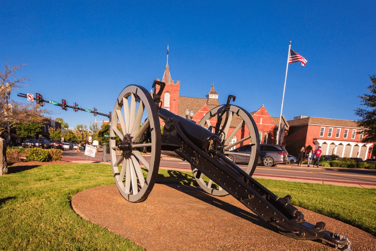 cannon in the historic city of Franklin, which is one of the best stops on the Nashville to Memphis drive.
