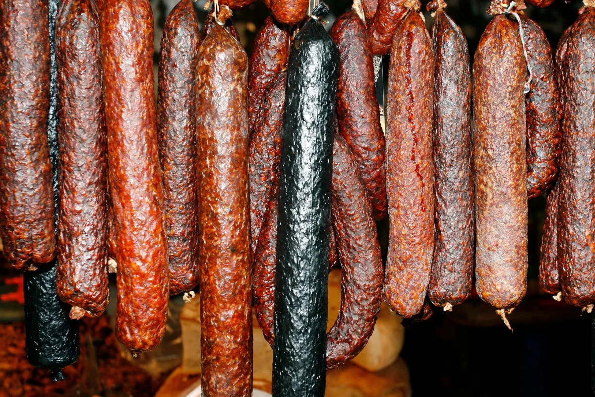 Hungarian sausages from a local market - Budapest souvenirs