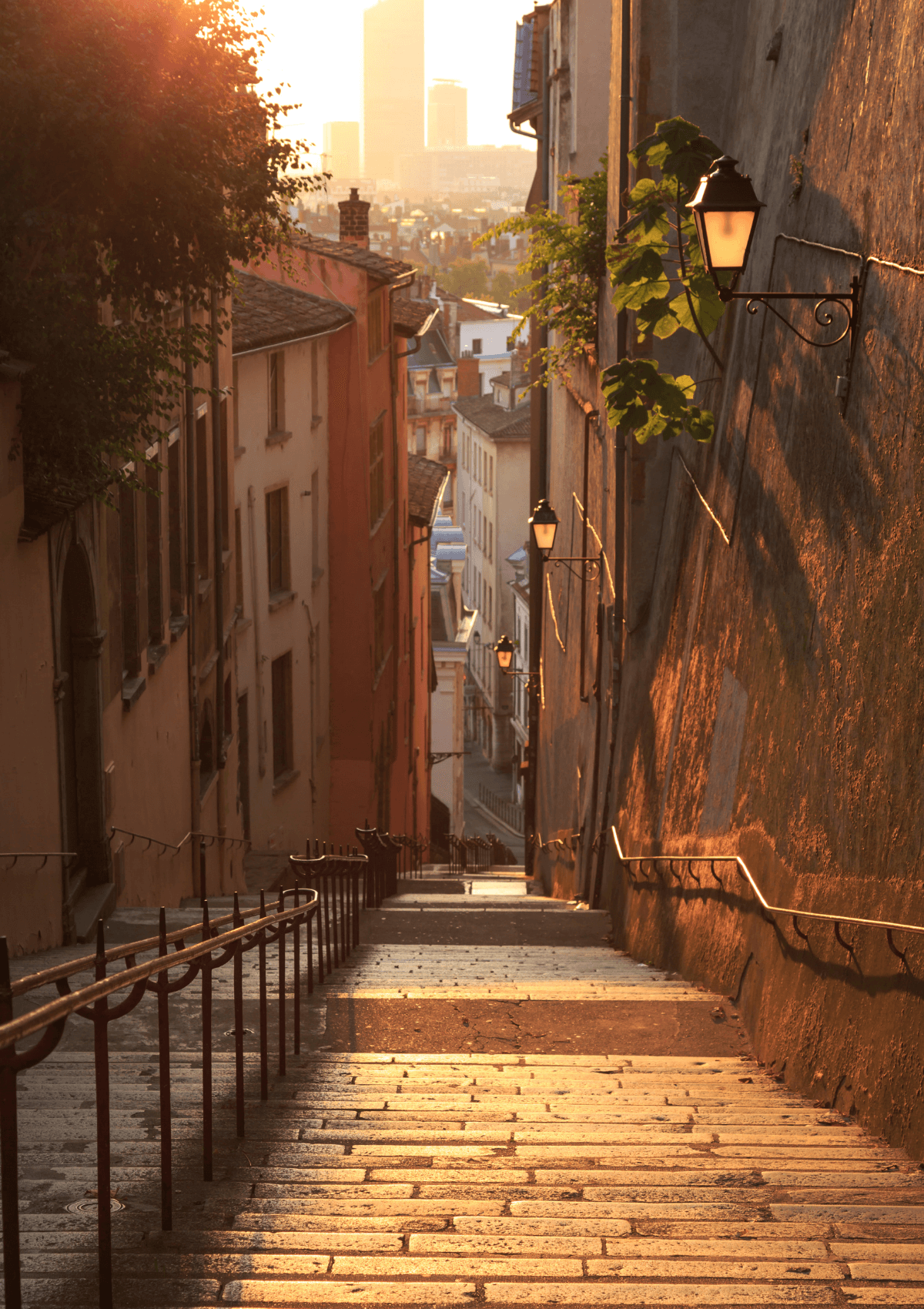 sunrise views of the old town in Vieux Lyon France