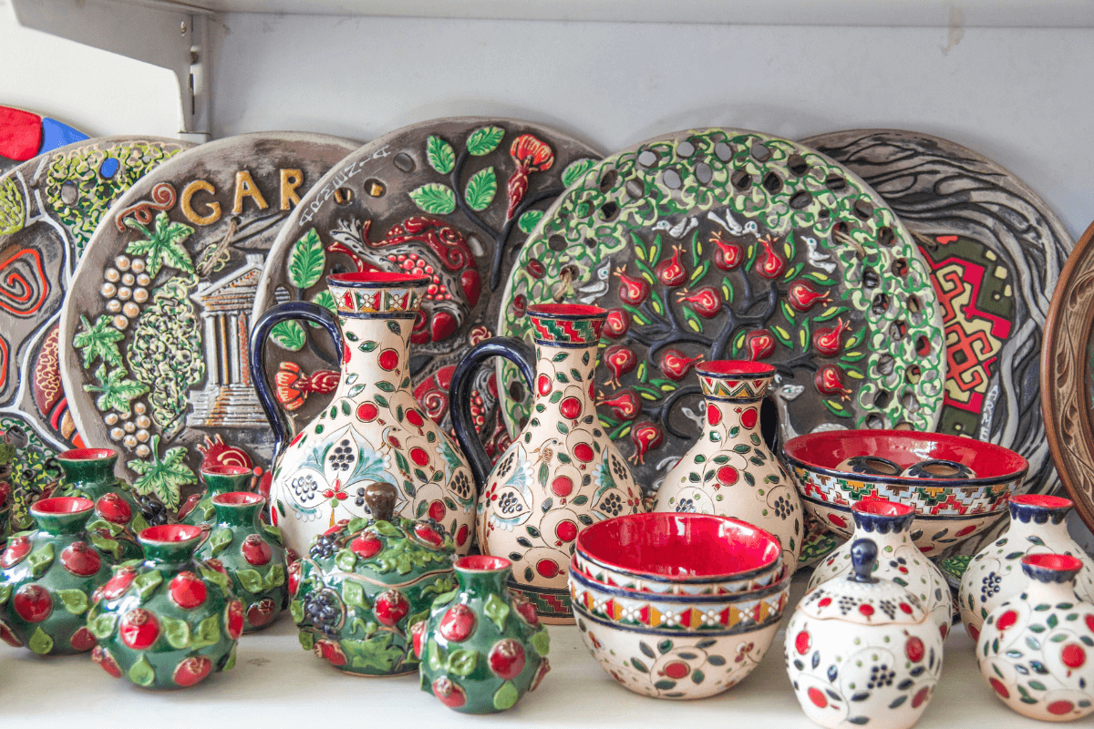 Armenian ceramics are colourful and ornate