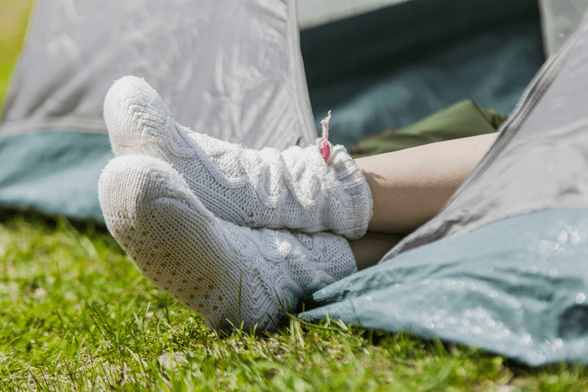 camping socks are important festival hacks in your yoga retreat packing list