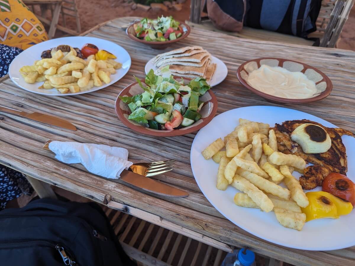 eating at Wadi Rum desert camp
