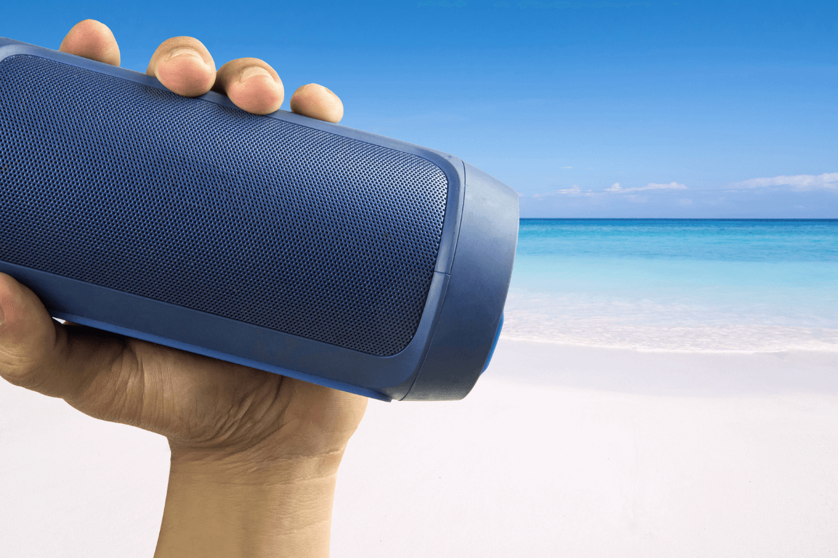 bluetooth speakers on the beach