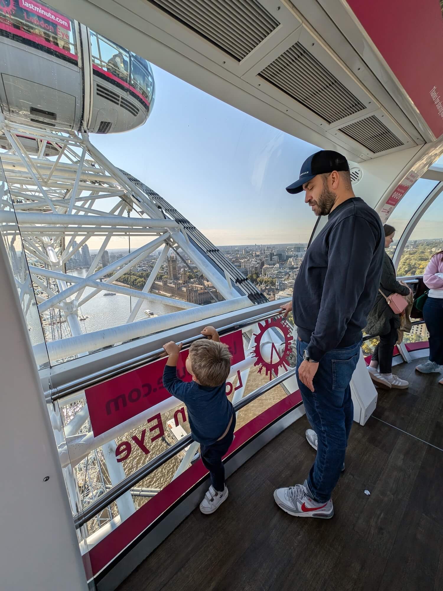 Ben and Reggie looking at the London Eye