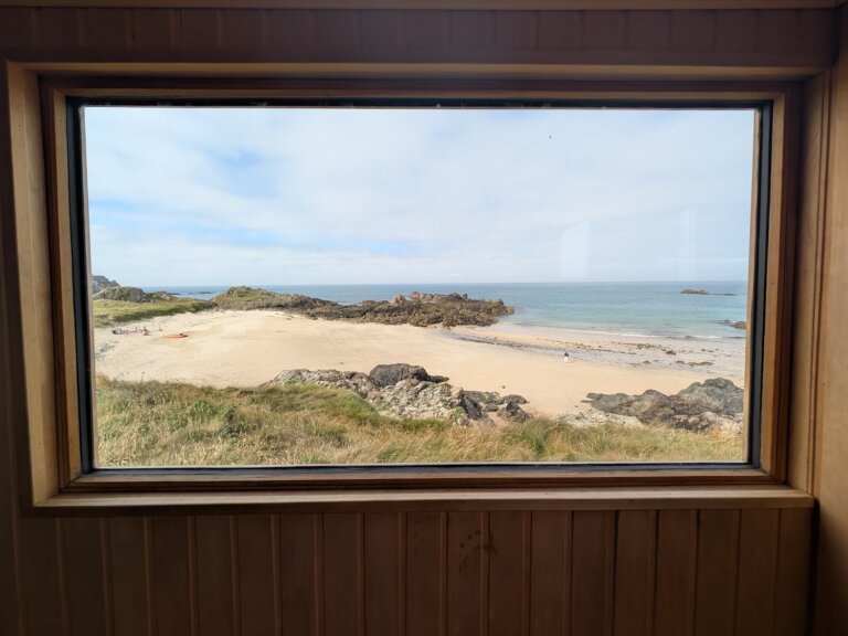 View out over Arch Beach in Alderney