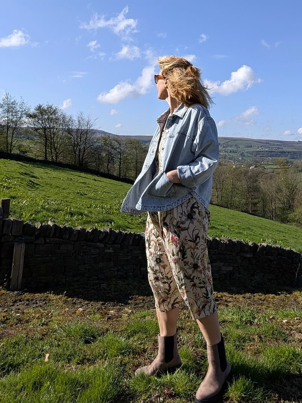 Denim jacket festival flowery