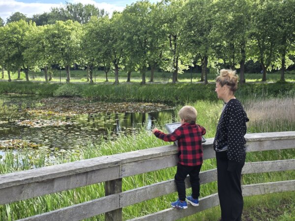 My son and I look out to the lake
